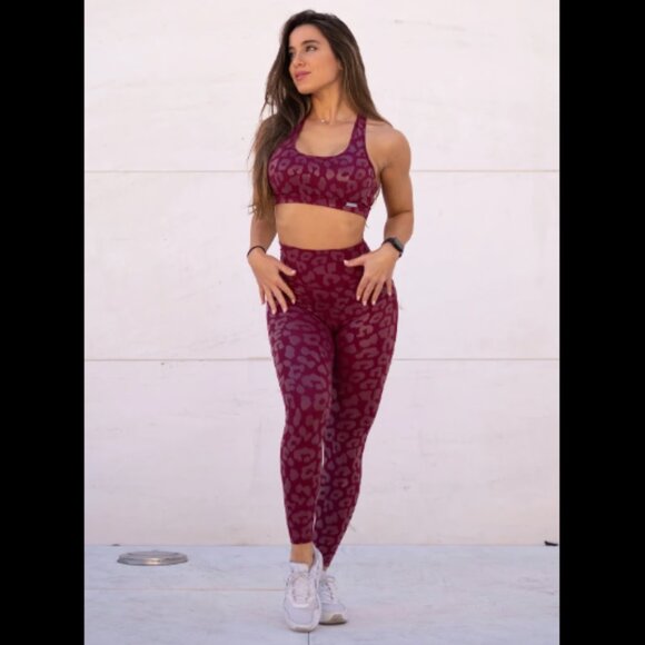 Bombshell Burgandy Leggings and Sports Bra - Picture 3 of 16